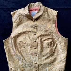 Charles Grey for Saks 5th Avenue vintage gold silk damask waistcoat-M